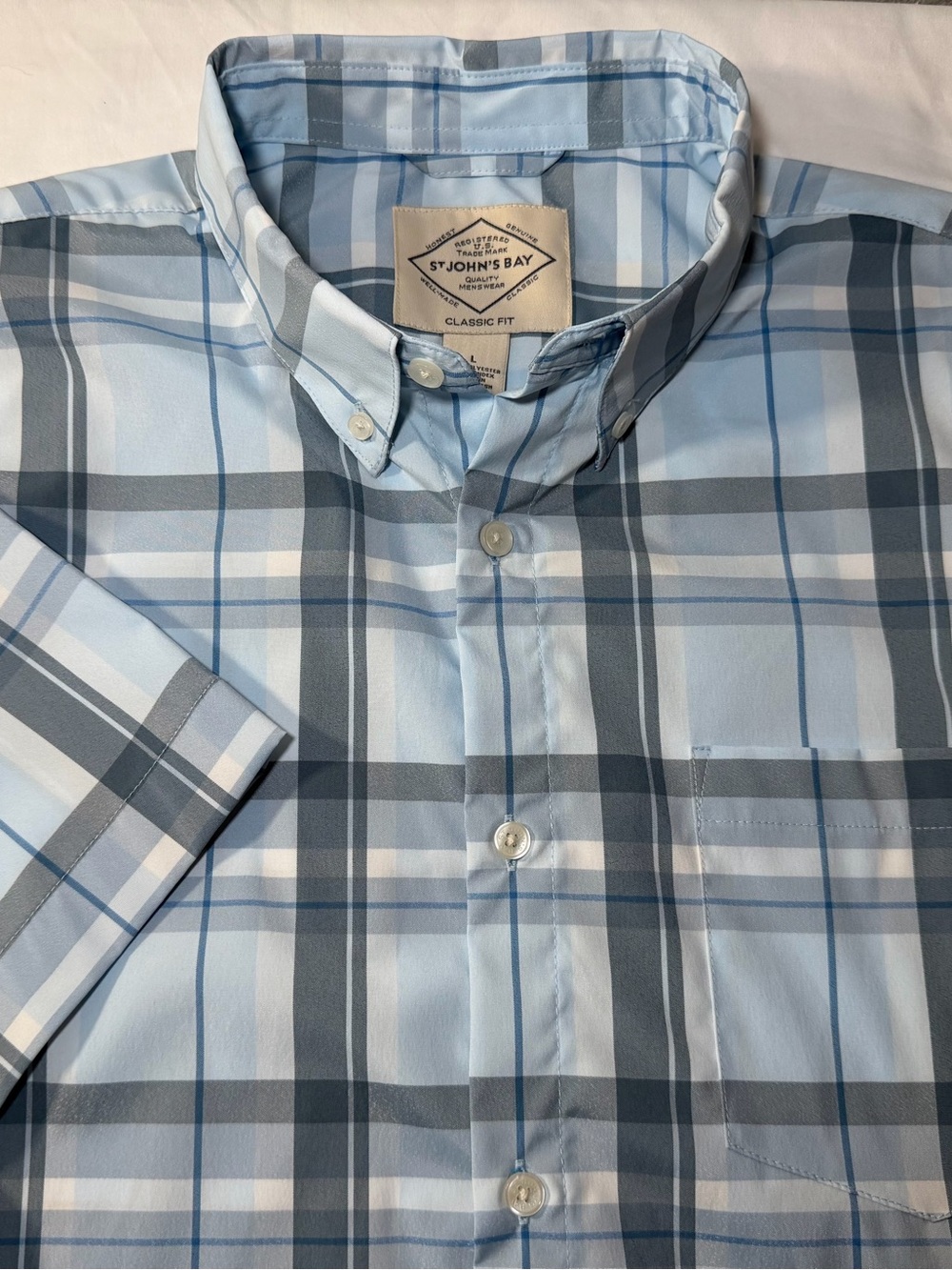 St. John's Bay Classic Fit Short Sleeve Plaid Button Down Shirt